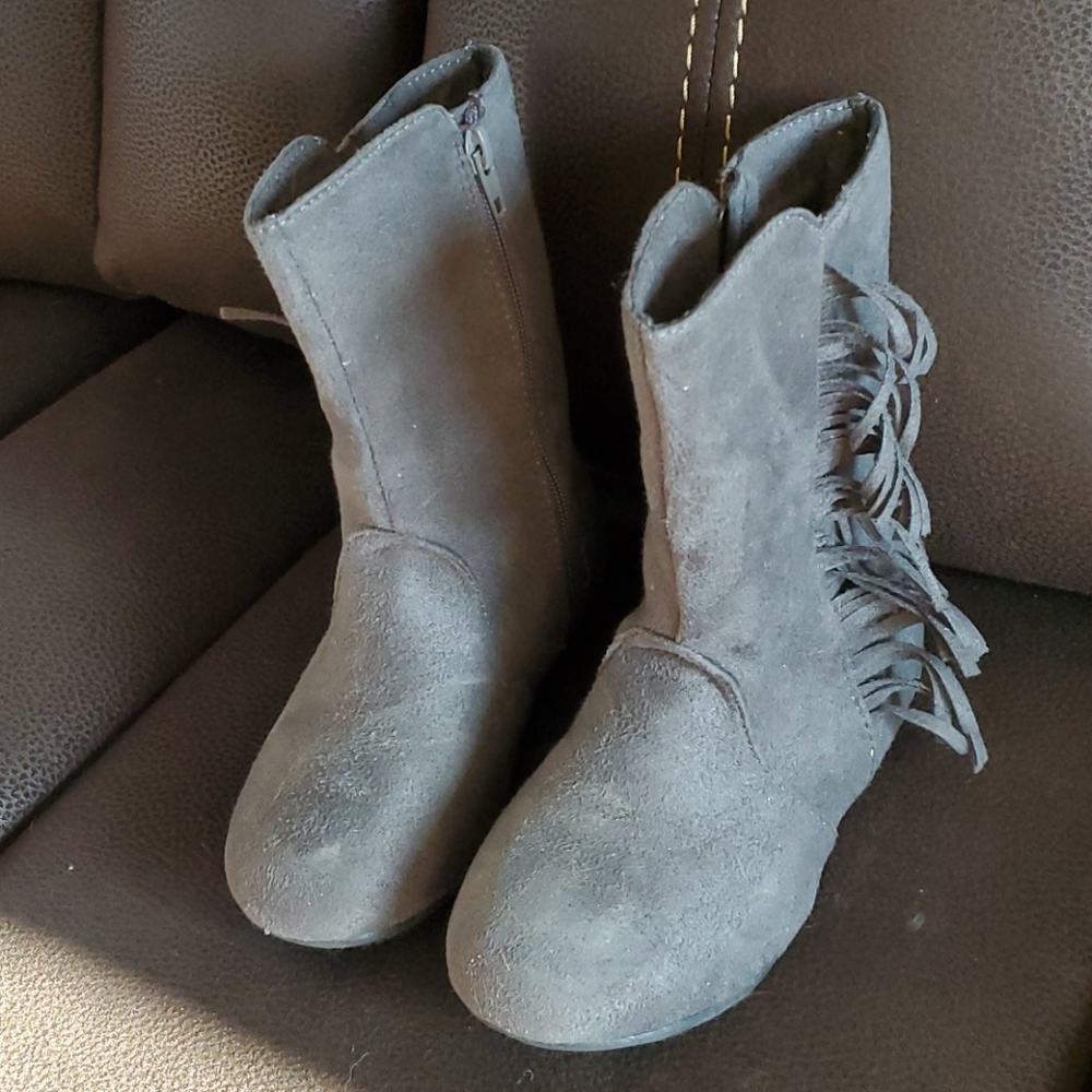 Grey suede boots